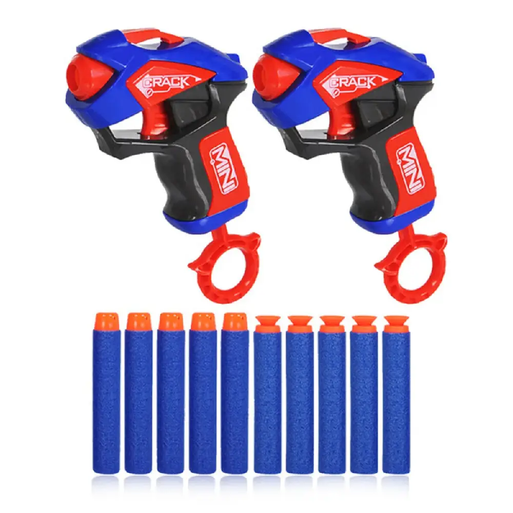 Little Story Kids Manual Mini Bullet Gun with 10 Soft Foam Bullets, Pack of 2, Blue - LS_2SBG10_BU
