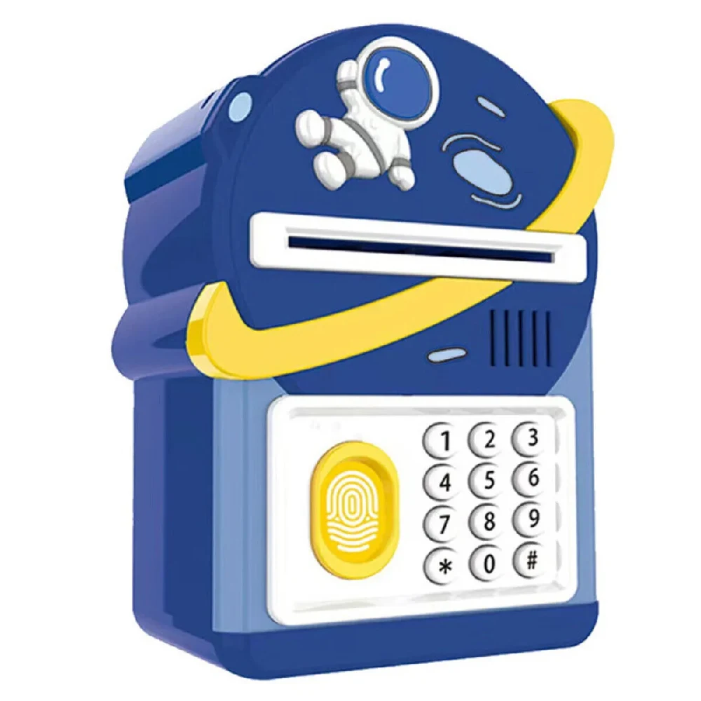 Little Story Lovely Piggy Bank with Fingerprint Lock & Music, Astronaut Blue - LS_PIGB_BU