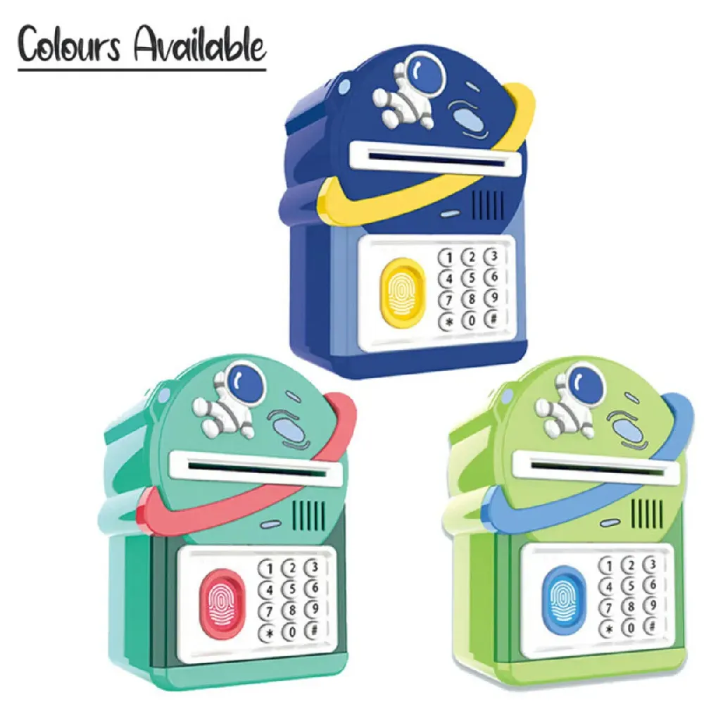 Little Story Lovely Piggy Bank with Fingerprint Lock & Music, Astronaut Green - LS_PIGB_LBU - Image 3