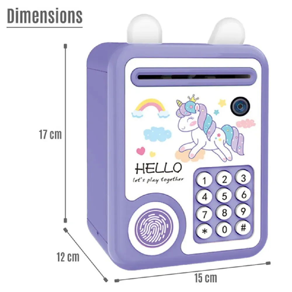 Little Story Lovely Piggy Bank with Fingerprint Lock & Music, Unicorn Purple - LS_APIGB_PU - Image 4