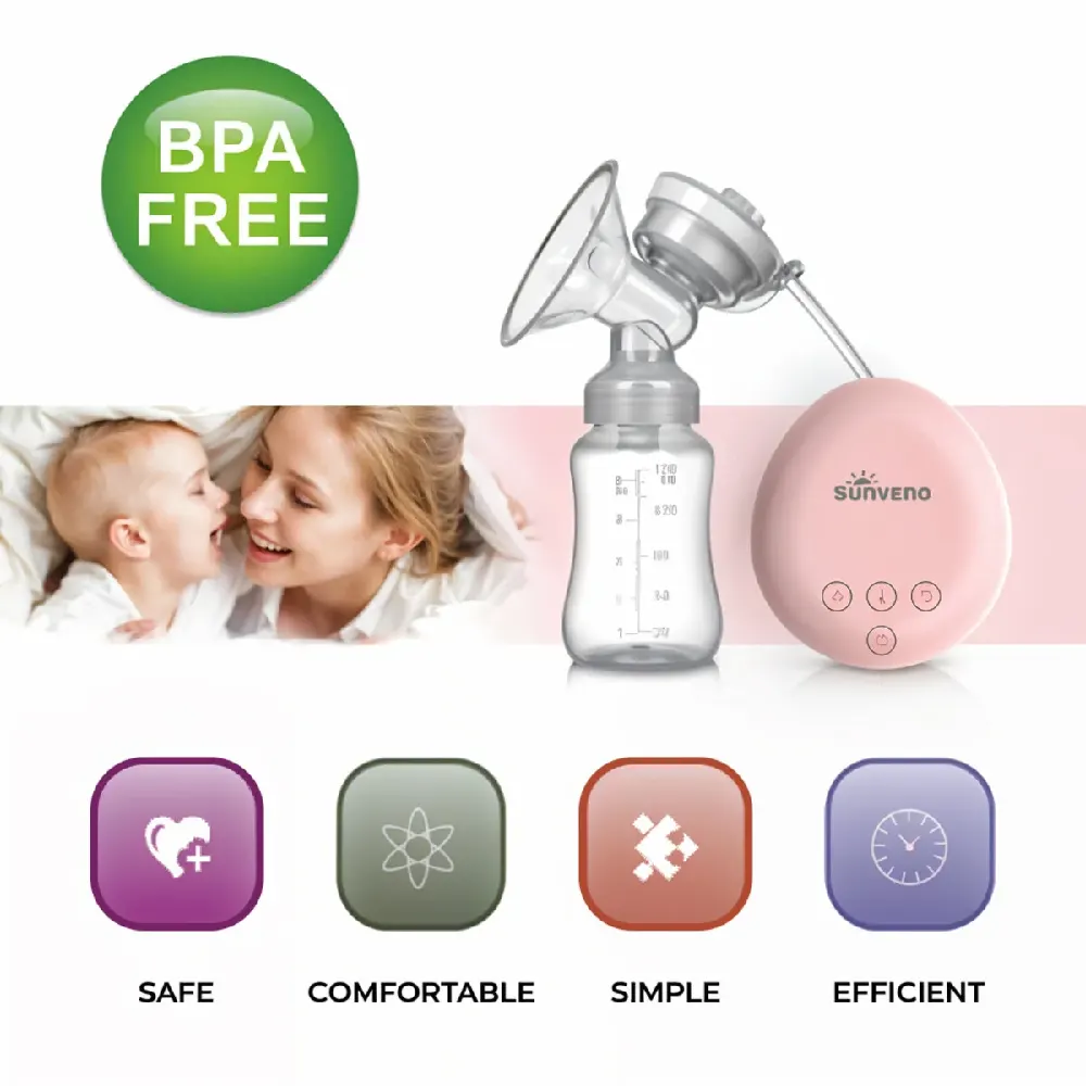 Sunveno Automatic Dual Breast Pump, Double Electric Pump with Controller, 2 Modes, 220ml Storage, 150ml Bottles, USB Charging, BPA-Free, White - SN_BPDSA_WH - Image 2