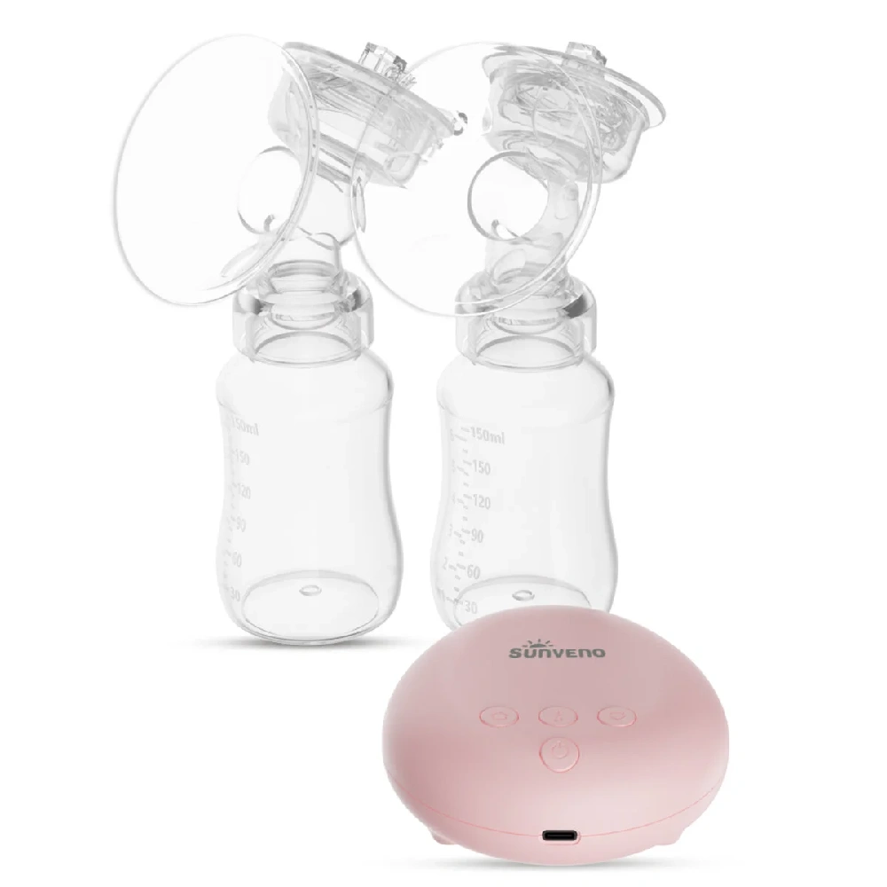 Sunveno Automatic Dual Breast Pump, Double Electric Pump with Controller, 2 Modes, 220ml Storage, 150ml Bottles, USB Charging, BPA-Free, White - SN_BPDSA_WH - Image 3