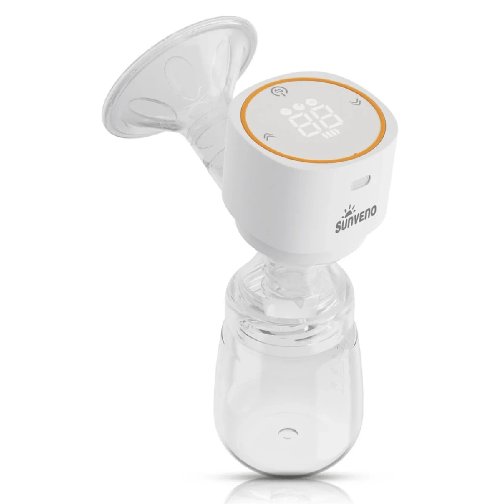 Sunveno Automatic Smart Single Breast Pump, Built-in Controller, 3 Modes, 220ml Storage, Rechargeable Battery, Bluetooth, BPA-Free, White - SN_BPSSA_WH