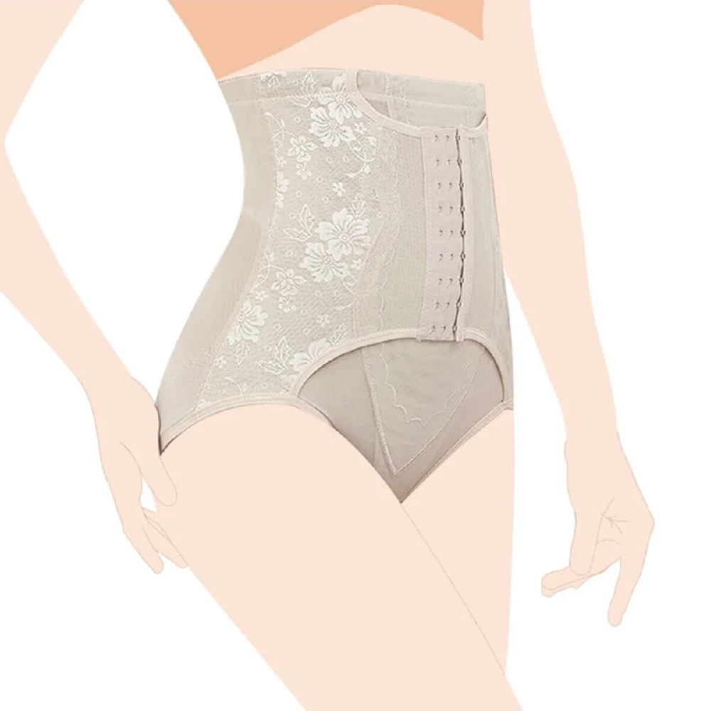 Sunveno Maternity Postpartum Abdominal Pant Style Belt, Adjustable 3-Hook Support Design, Lace Finish, Beige, Size M - SN_MPPAPST_BEM