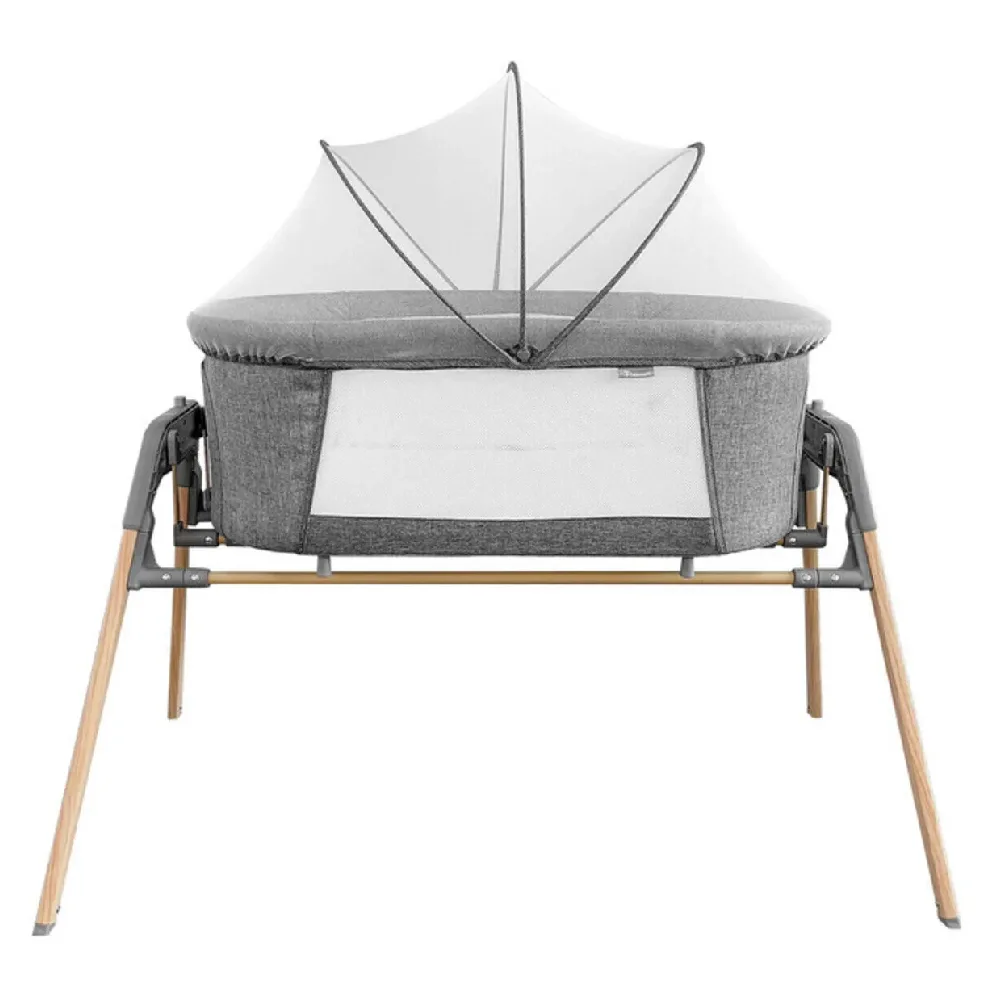 Teknum 3-in-1 Baby Rocker Bassinet & Infant Crib with Mosquito Net, Washable Mattress, Detachable Sleeping Basket, Carry Bag, Grey - TK_3IN1RKBS_GY