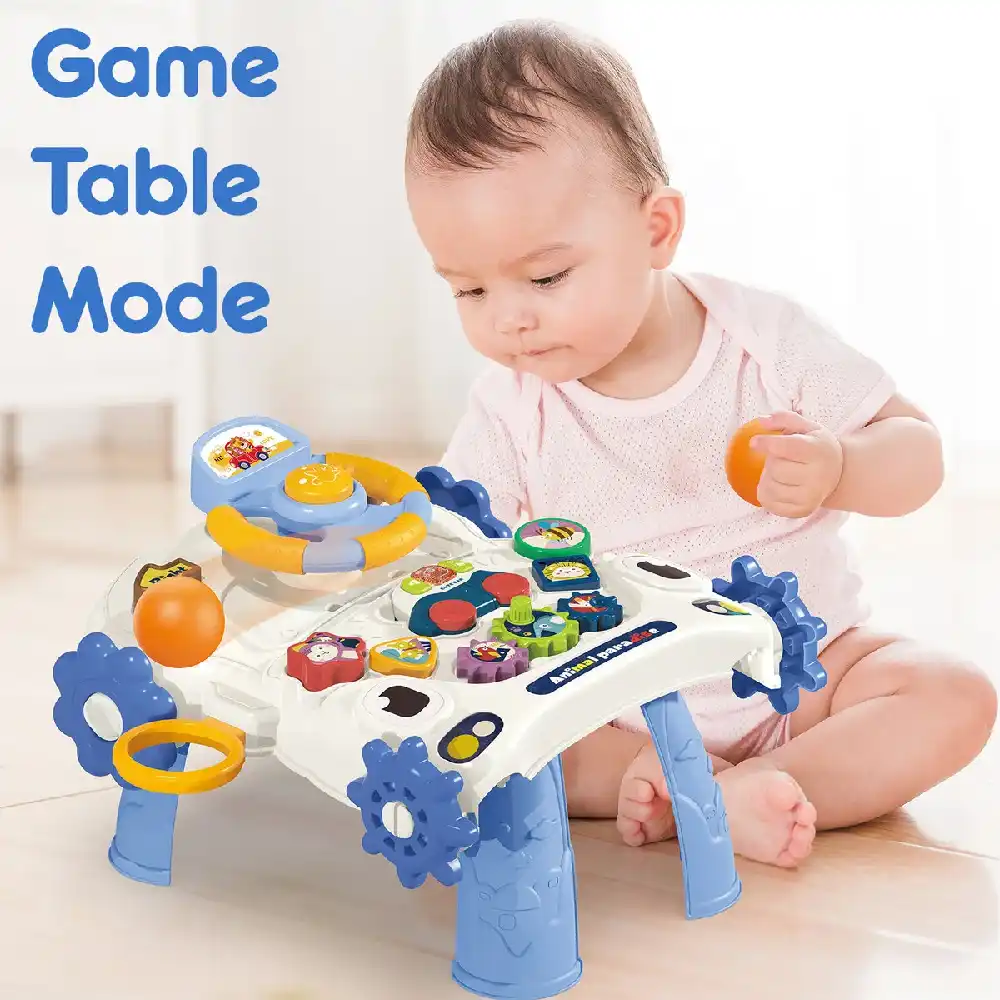 Teknum 3-in-1 Baby Walker, Learning Table & Game Panel with Musical Keyboard, Rotating Toys & Anti-Skid Wheels, Blue - TK_3in1WA_BU - Image 7