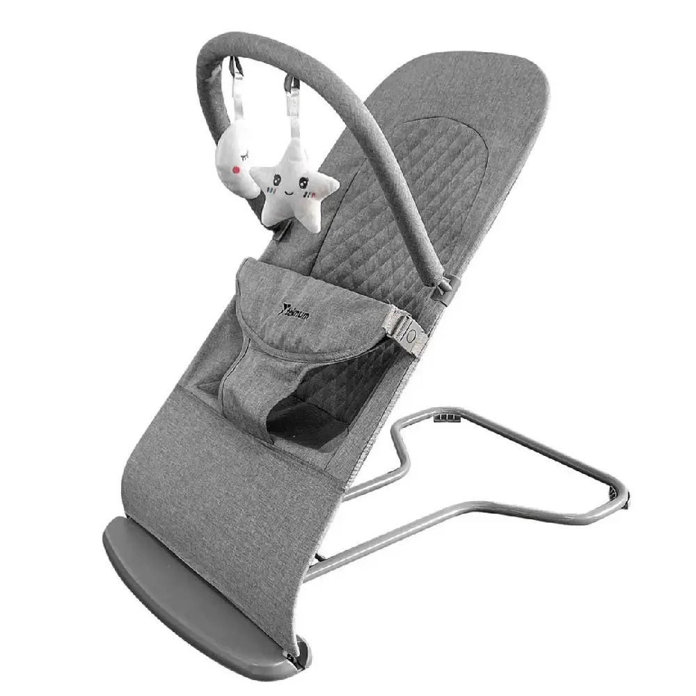 Teknum 3-Stage Baby Bouncer & Recliner Seat with 3-Point Padded Safety Belt, Hanging Toys, Washable Fabric, Foldable Design, Grey - TK_3SBO_GY - Image 5