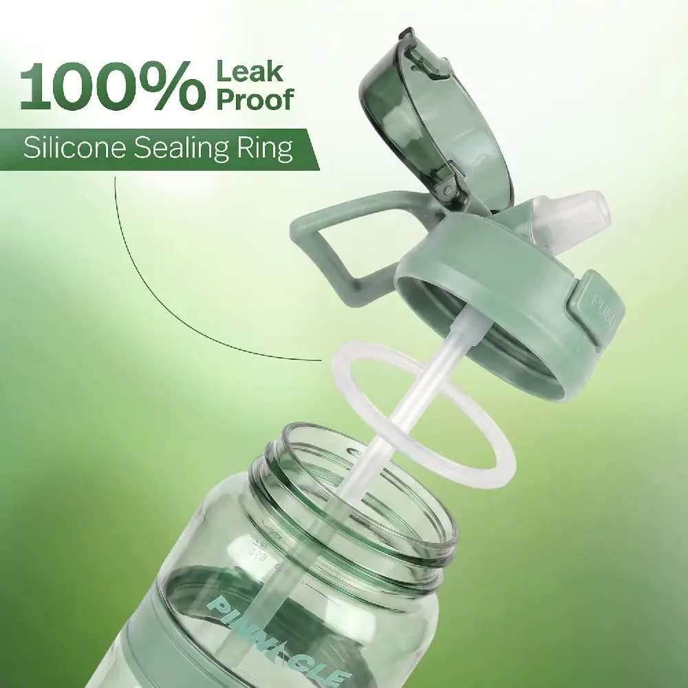 Winsor Pinnacle Quench 700ml Motivational Water Bottle, BPA-Free, Leak-Proof, Silicone Sipper, Green - WPHY-G-1007 - Image 3