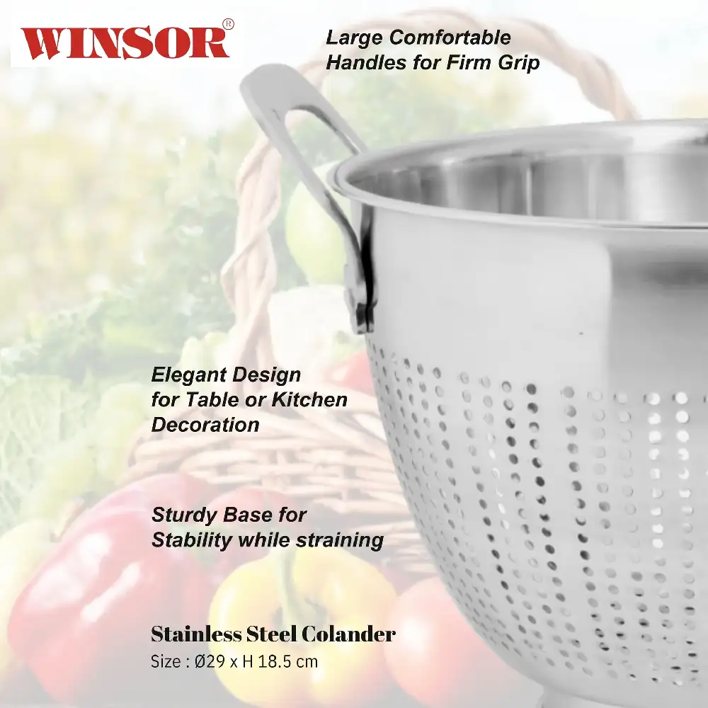 Winsor Stainless Steel Colander 29cm with Side Handles - WR80837 - Image 2