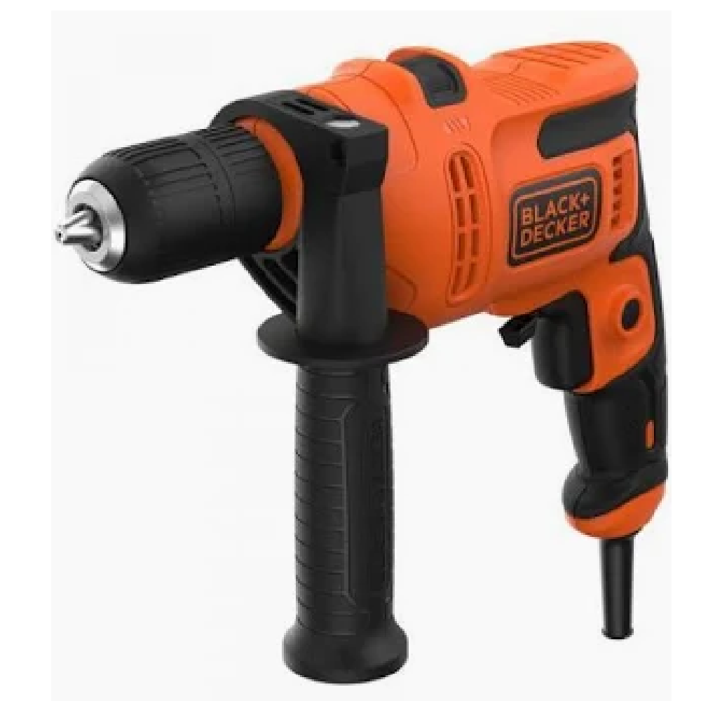 Black+Decker HD5010VA5 500W Variable-Speed Hammer Drill 10mm with Side Handle, Depth Gauge & 5 Drill Bits