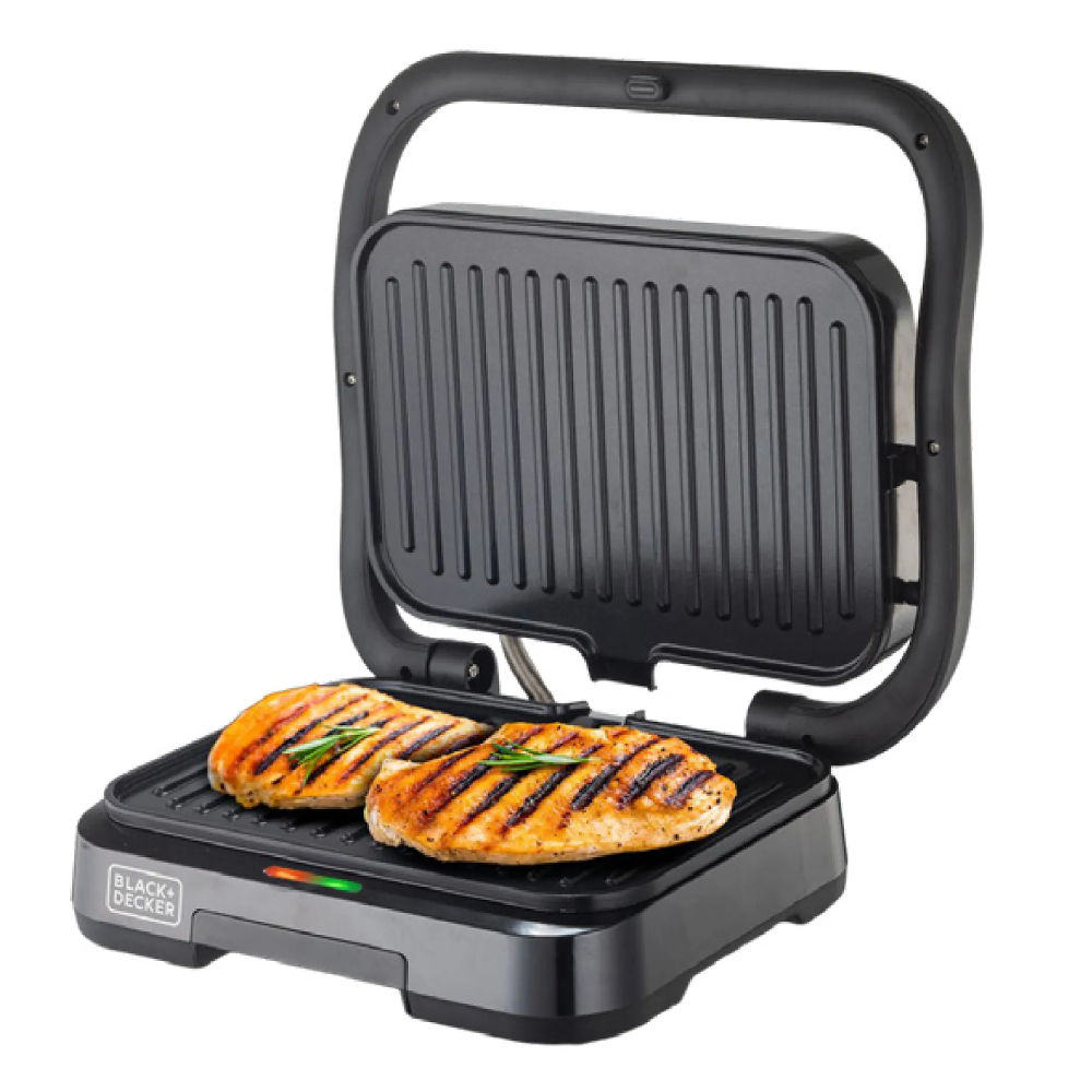 Black+Decker PCG1300 1300W Panini Grill-Electric Sandwich Press & Contact Grill for Toasting and Grilling