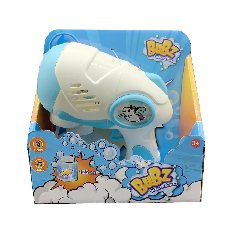 Bubz Automatic Space Bubble Gun with 5-Hole Bubble Output & LED Lights for Kids, Continuous Bubble Blaster, Blue - BBA368 - Image 2