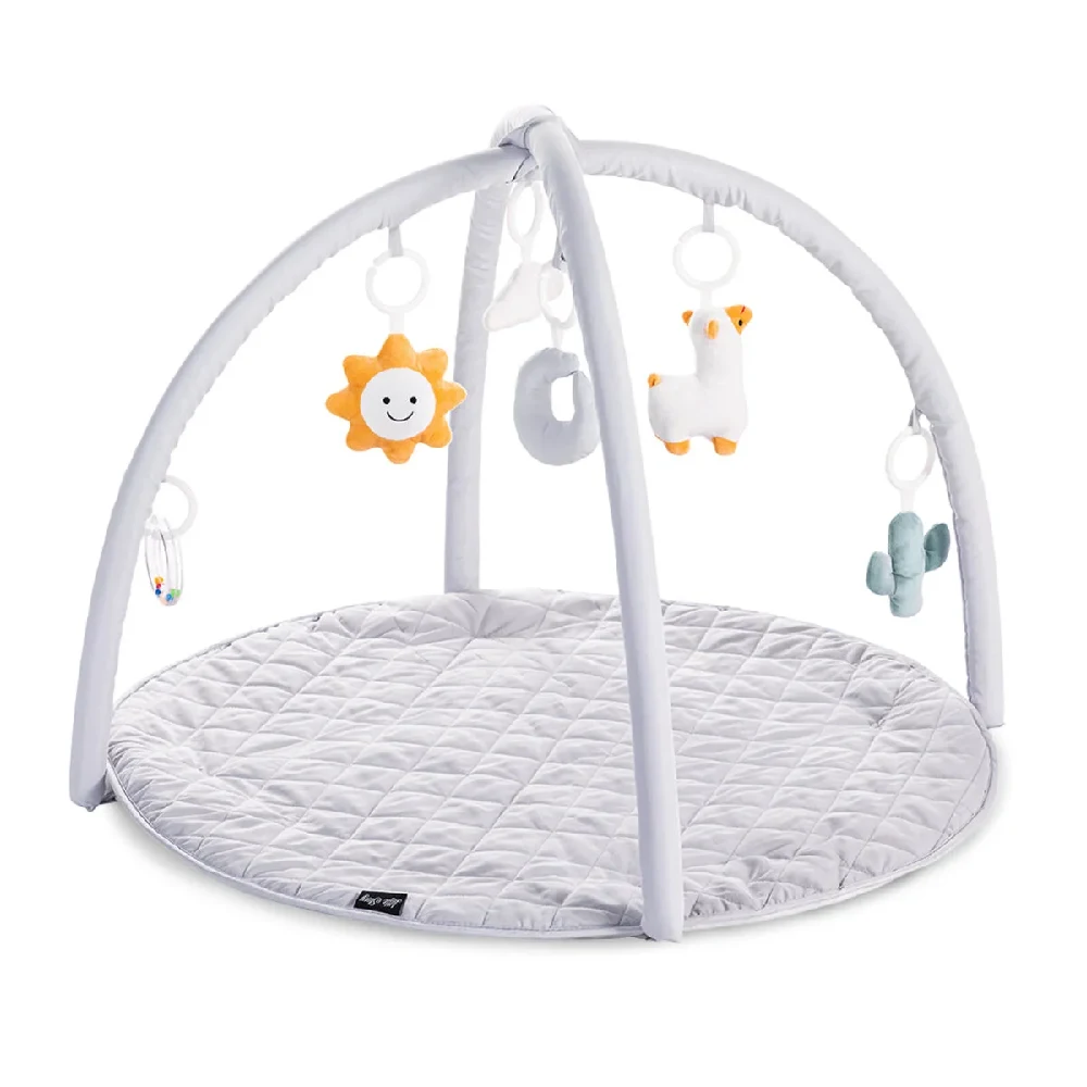 Little Story Baby Play Mat & Activity Gym with 6 Hanging Toys, Detachable Toy Bar for Newborns, Grey - LS_NBPM_GY