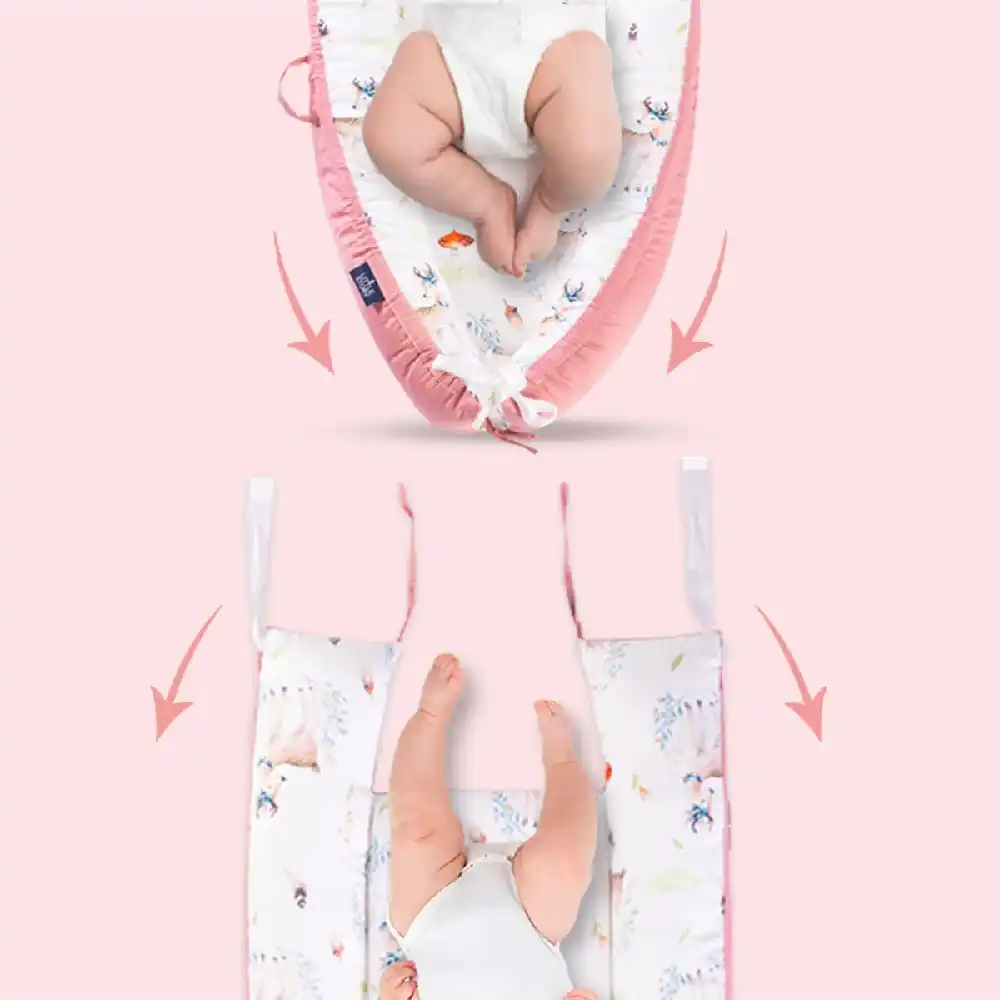 Little Story Newborn Baby Lounger Bed, Soft Breathable Cotton & Fiberfill, 4cm Mattress, Adjustable Snuggle Nest, Travel Bed, Reindeer - LS_NBLB17_MU - Image 3