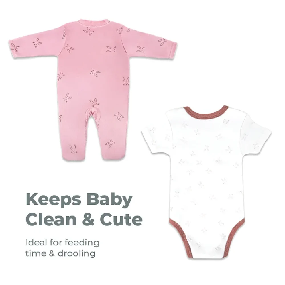 Nurtur 4-Piece Newborn Gift Set, Cotton Sleepsuit, Bodysuit, Hat & Mittens, Soft & Breathable, Pink - TC-SBHM-SET