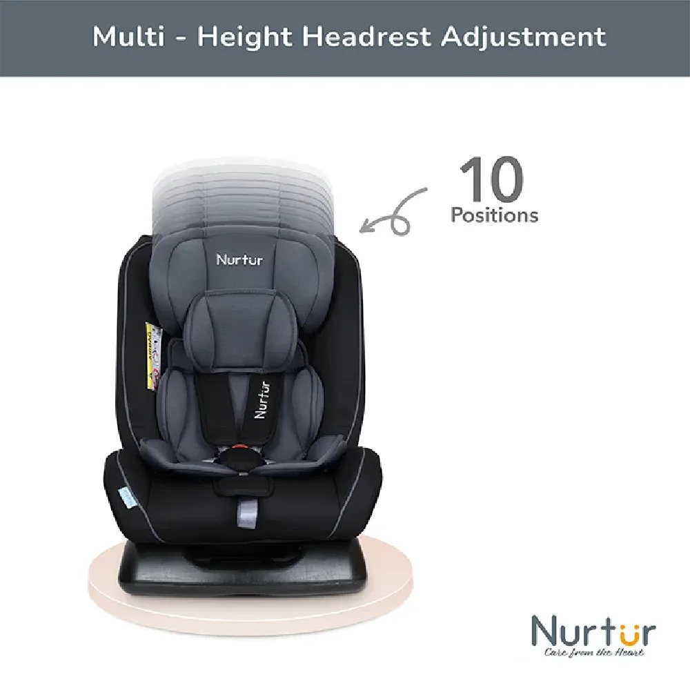 Nurtur Otto 4-in-1 Convertible Car Seat, 0-12 Years, 0-36 kg, 4 Recline Positions, 10-Level Adjustable Headrest, Grey - ZY26-NR8 - Image 2