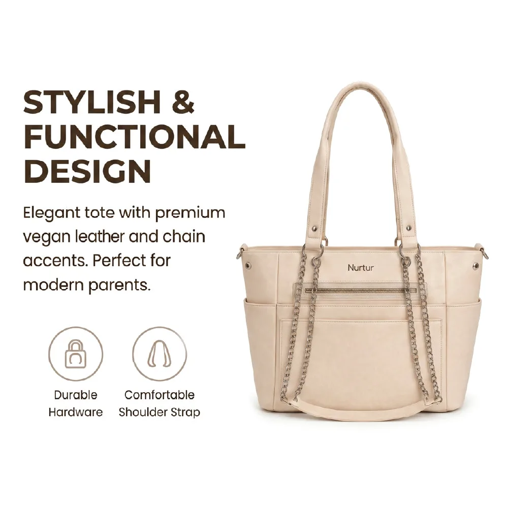Nurtur Regalia 6-in-1 Diaper Bag Set with Bottle Insulator, Changing Pad & Organizer Pouches, Beige - TCNR-TK03-BEI - Image 2