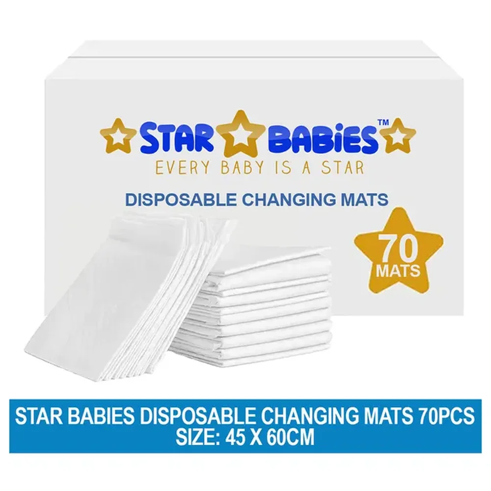Star Babies Disposable Changing Mat - L - (45x60cm) - 70pcs - White - Image 2