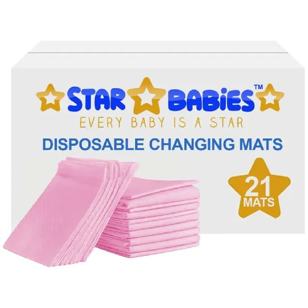 Star Babies Disposable Changing Mat - Pink - Large - 21pcs