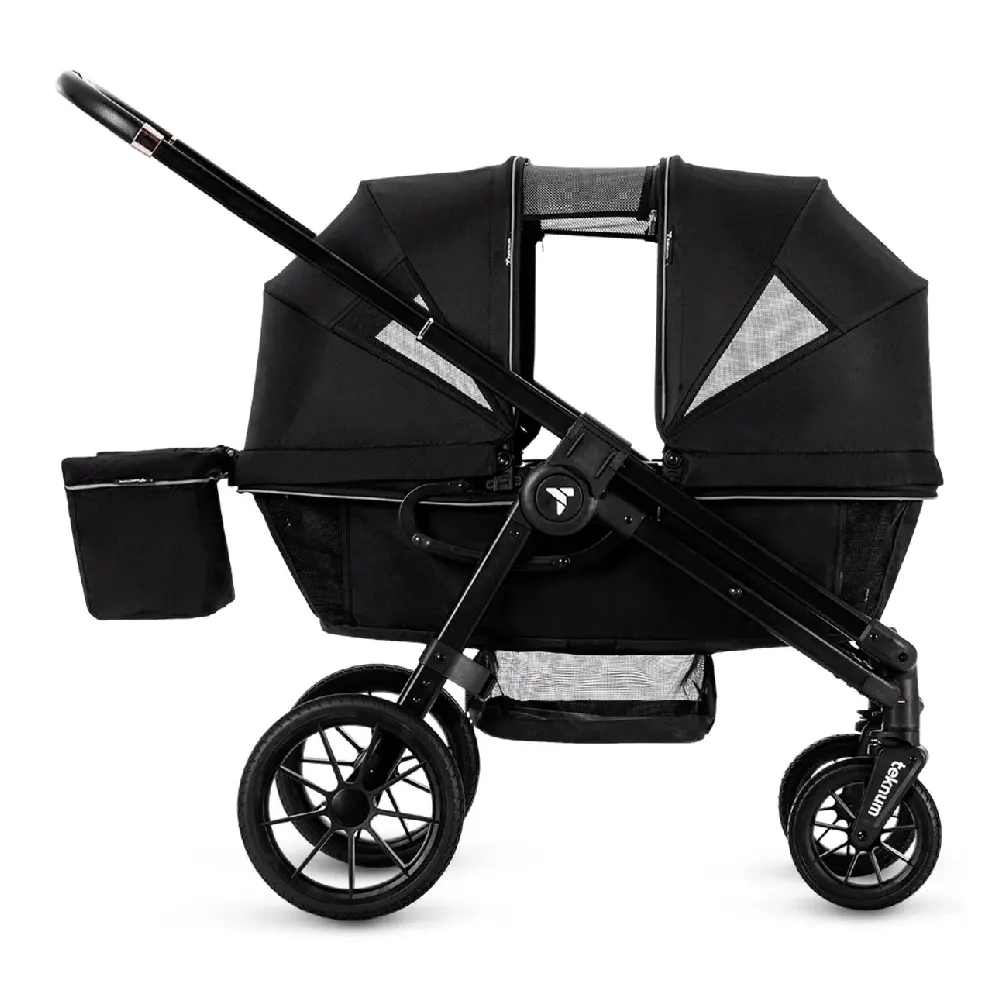Teknum Reversible Wagon Stroller with Adjustable Handle, Feeding Tray & 44kg Capacity, Graphite Black - TK_STWAG_BK