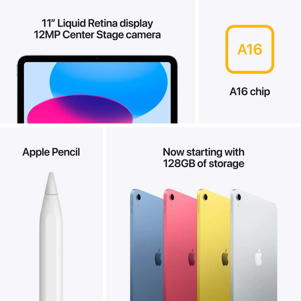 Apple iPad 11 128GB Wi-Fi 2025 - 11 Inch Liquid Retina Display, A16 Chip, 5G Capable, Touch ID, Silver - Middle East Version - Image 5