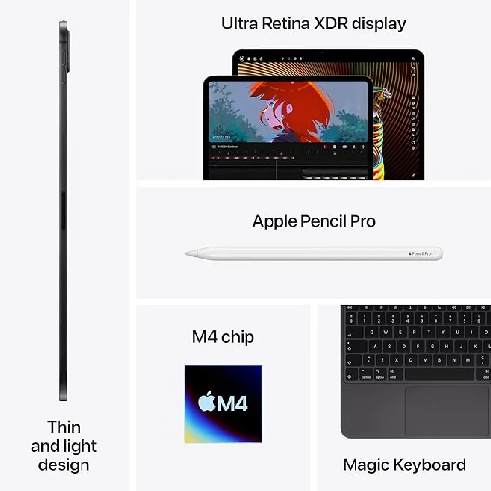 Apple iPad Pro M5 13 Inch 512GB Wi-Fi - Ultra Retina XDR Display, M5 Chip, 12MP Camera, Landscape Stereo Speakers, Black - Middle East Version - Image 6