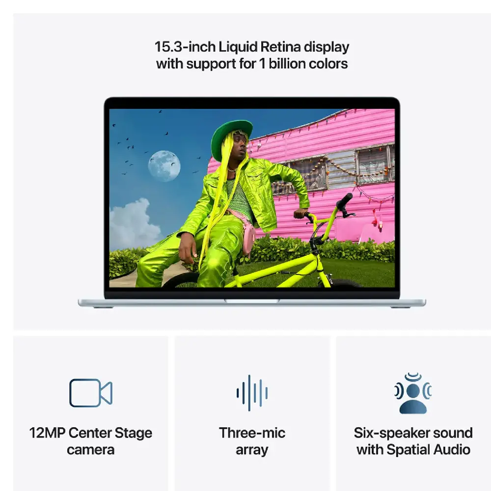 Apple MacBook Air M5 15.3-inch 16GB RAM 1TB SSD, 10-Core CPU, 10-Core GPU, Wi-Fi 7, English Keyboard, Midnight, MDVK4 - International Version - Image 4