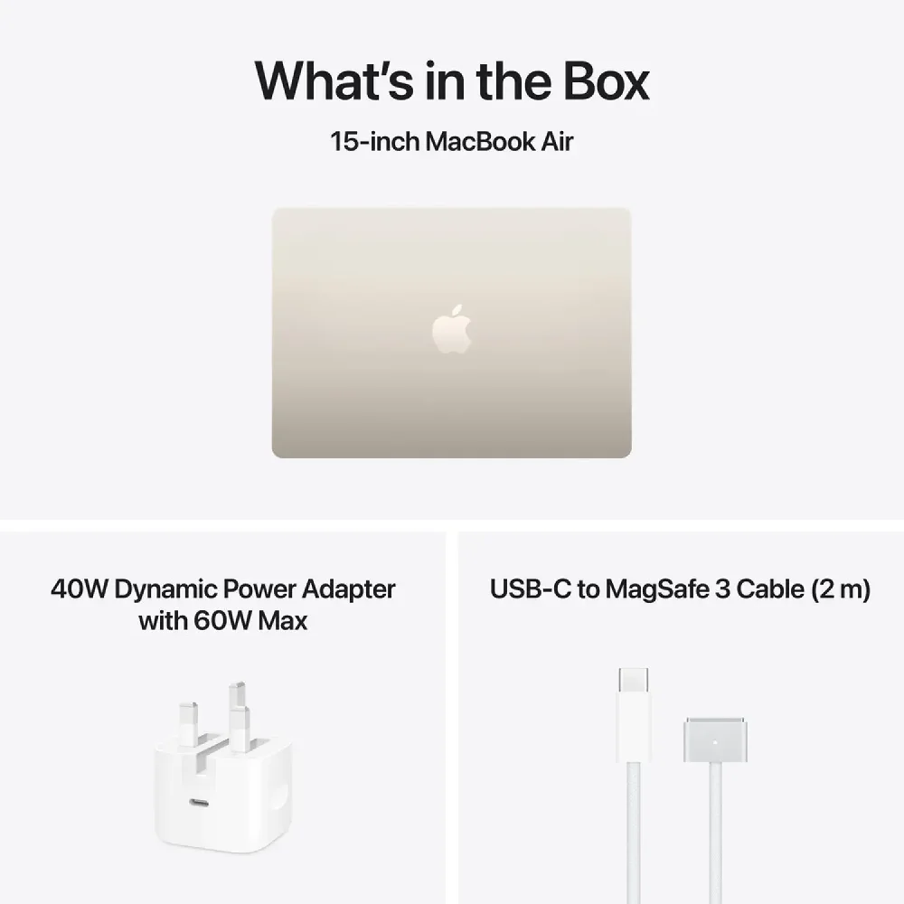 Apple MacBook Air M5 15.3-inch 24GB RAM 1TB SSD, 10-Core CPU, 10-Core GPU, Wi-Fi 7, English Keyboard, Starlight, MDVF4 - International Version - Image 8