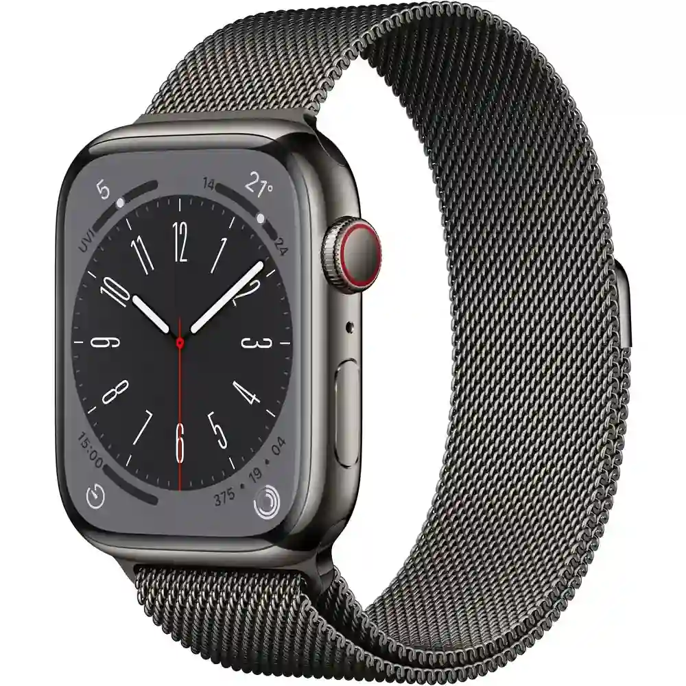 Apple Watch Series 8 41mm Cellular - Graphite Stainless Steel Case, Milanese Loop, Always On Retina Display, ECG, Blood Oxygen, 50m Water Resistant - TDRA Version - Image 2