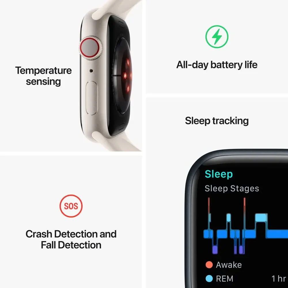 Apple Watch Series 8 41mm Cellular - Graphite Stainless Steel Case, Milanese Loop, Always On Retina Display, ECG, Blood Oxygen, 50m Water Resistant - TDRA Version - Image 7
