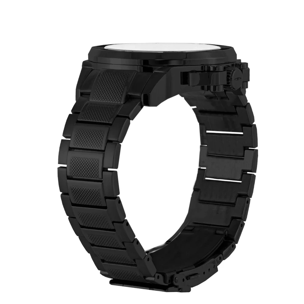 Blade Crossfire Noir Delta Collection 48mm Mens Dual-Time Multifunction Watch, Stainless Steel Case, PVD Black Finish, Black Dial, Stainless Steel Band, 10ATM - 3712G2NNN - Image 3