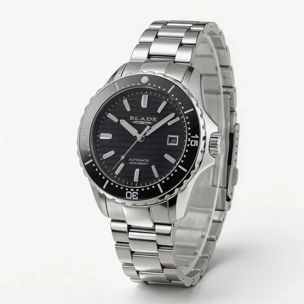 Blade Divers XL Black Delta Series 41mm Mens Calendar Watch, 316 Stainless Steel Case, Black Dial, Sapphire Glass, Stainless Steel Band, 20ATM - 3720G2SNS - Image 5