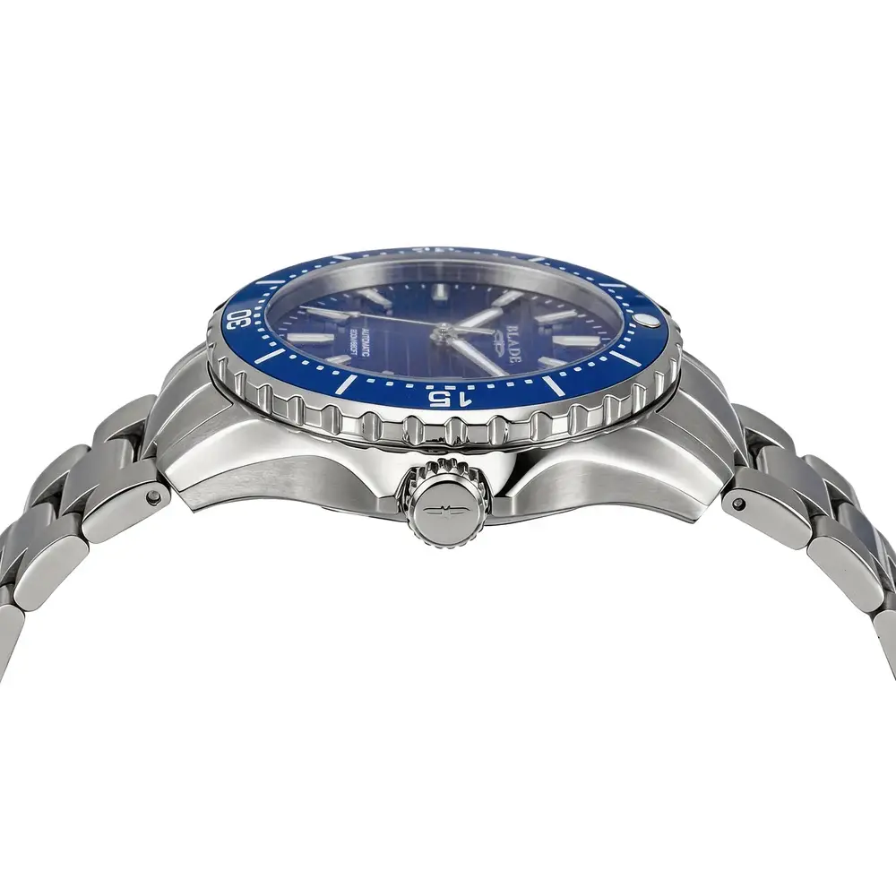 Blade Divers XL Blue Delta Series 41mm Mens Calendar Watch, 316 Stainless Steel Case, Blue Dial, Sapphire Glass, Stainless Steel Band, 20ATM - 3720G2SBS - Image 2