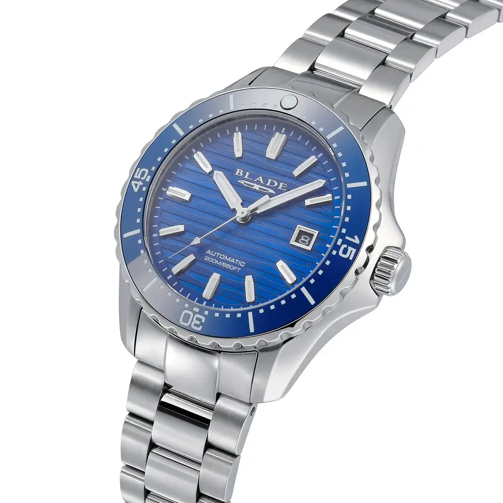 Blade Divers XL Blue Delta Series 41mm Mens Calendar Watch, 316 Stainless Steel Case, Blue Dial, Sapphire Glass, Stainless Steel Band, 20ATM - 3720G2SBS - Image 3