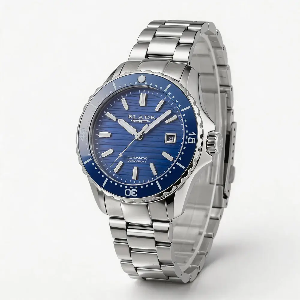 Blade Divers XL Blue Delta Series 41mm Mens Calendar Watch, 316 Stainless Steel Case, Blue Dial, Sapphire Glass, Stainless Steel Band, 20ATM - 3720G2SBS - Image 5
