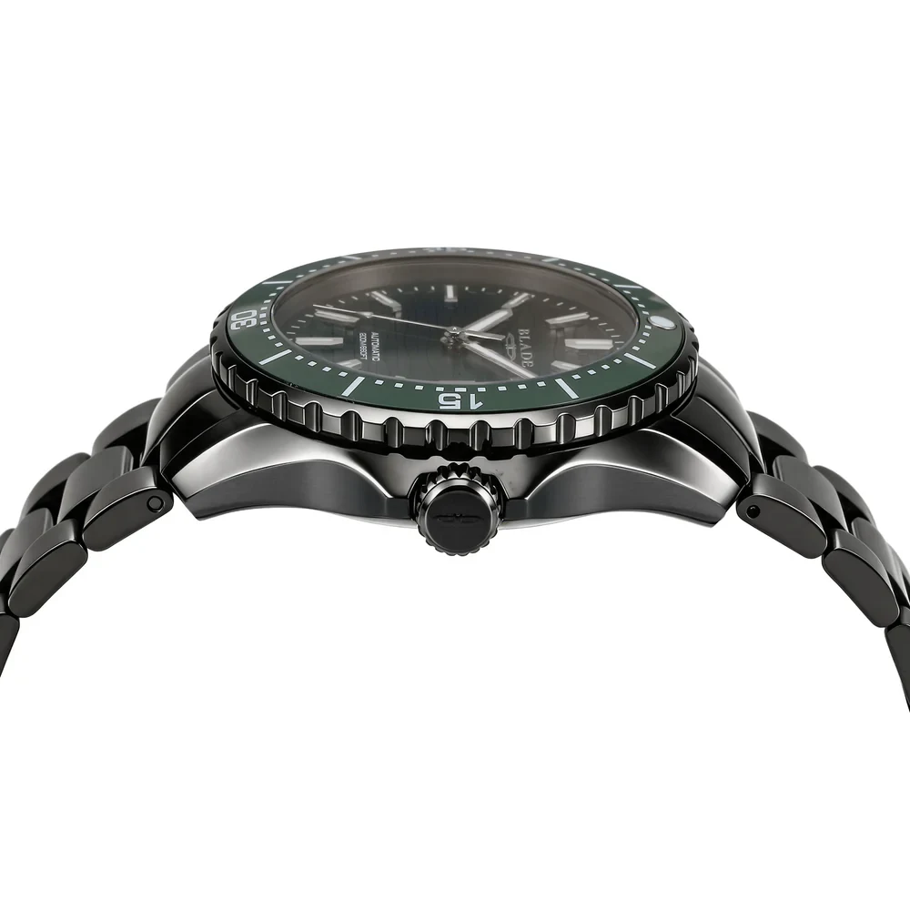 Blade Divers XL Forest Delta Series 41mm Mens Calendar Watch, 316 Stainless Steel Case, PVD Black Finish, Green Dial, Sapphire Glass, Stainless Steel Band, 20ATM - 3720G2NEN - Image 2