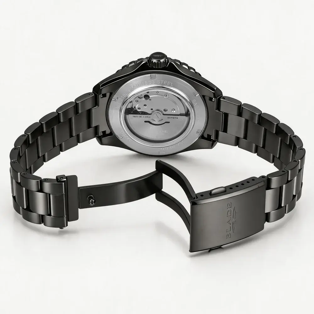 Blade Divers XL Forest Delta Series 41mm Mens Calendar Watch, 316 Stainless Steel Case, PVD Black Finish, Green Dial, Sapphire Glass, Stainless Steel Band, 20ATM - 3720G2NEN - Image 4