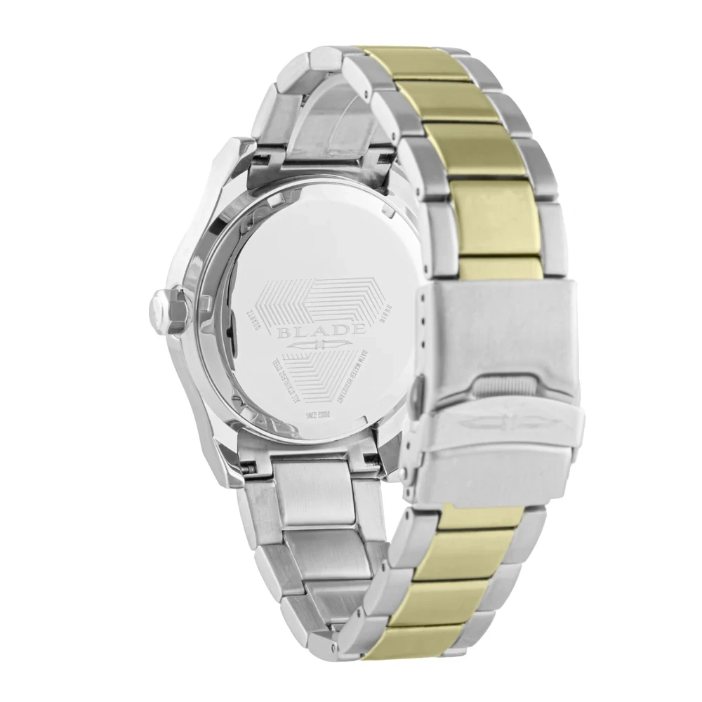 Blade Twist Ivory 42mm Mens Calendar Watch, TT PVD Gold Stainless Steel Case, Pale Gold Dial, Japan Calendar Quartz Movement, PVD Gold Stainless Steel Band, 3ATM, 3 Years Warranty - 3745G2TCT - Image 4