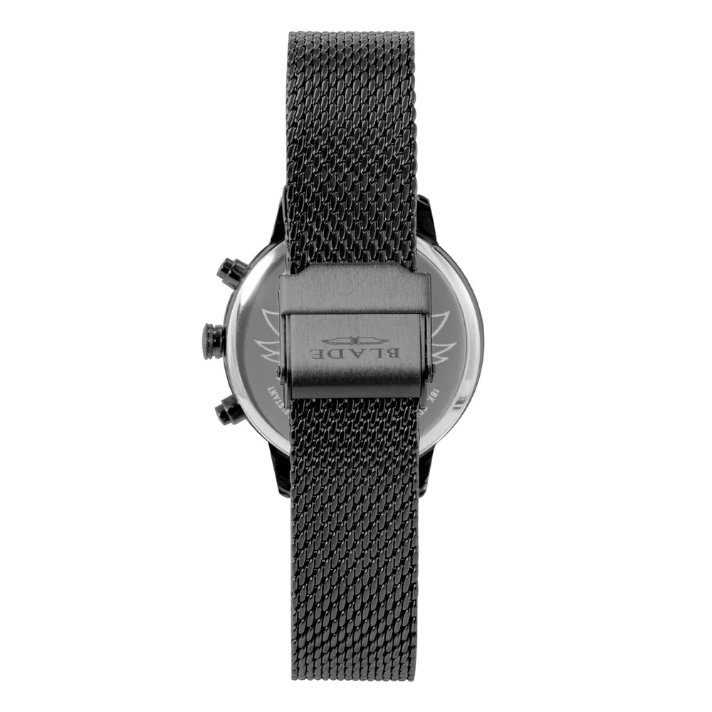 Blade Venus Imprint Mystique Collection 35mm Womens Dual-Time Multifunction Quartz Watch, PVD Black Stainless Steel Case, Black Dial, Black Mesh Strap, 5ATM - 3688L2NNN - Image 3