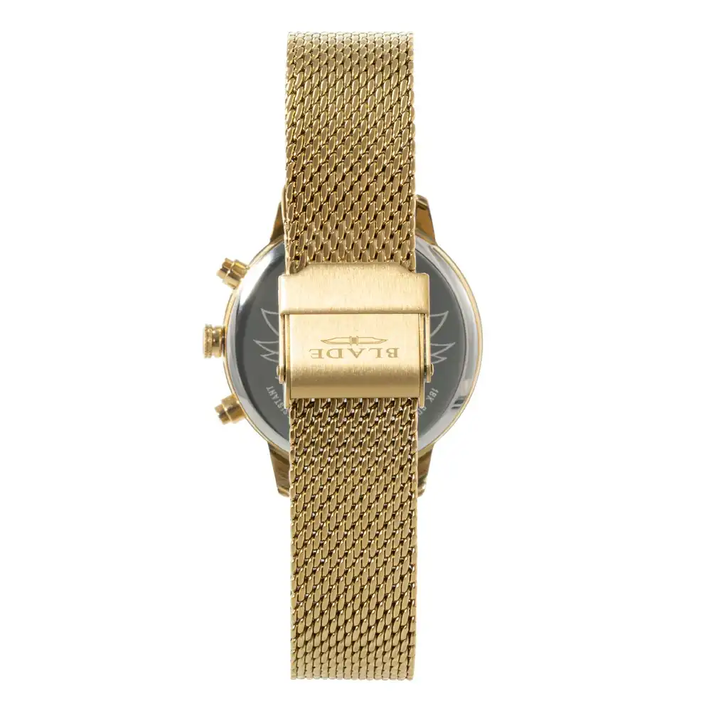 Blade Venus Power Mystique Collection 35mm Womens Dual-Time Multifunction Quartz Watch, PVD Gold Stainless Steel Case, Green Dial, Gold Mesh Strap, 5ATM - 3688L2GEG - Image 3