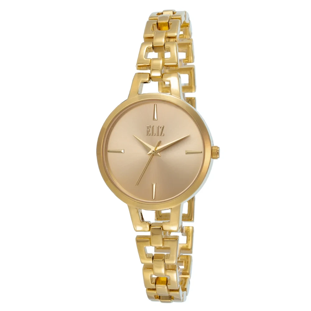 Eliz Iris Gold Dial Womens Watch, 30mm Stainless Steel Back Case, 9mm PVD Gold Metal Bracelet, Jewelry Buckle, 3ATM, 2 Years Warranty - ES8999L2GCG