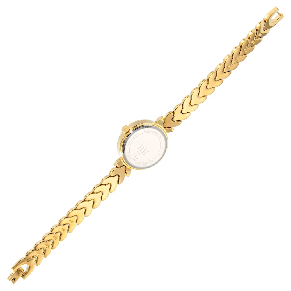 Eliz Iris Gold Watch, 28mm PVD Gold Metal Case, Gold Dial, Three-Hands Movement, 10mm Metal Bracelet, Jewelry Buckle, 3ATM, Womens Watch, 2 Years Warranty - ES8827L2GCG - Image 2