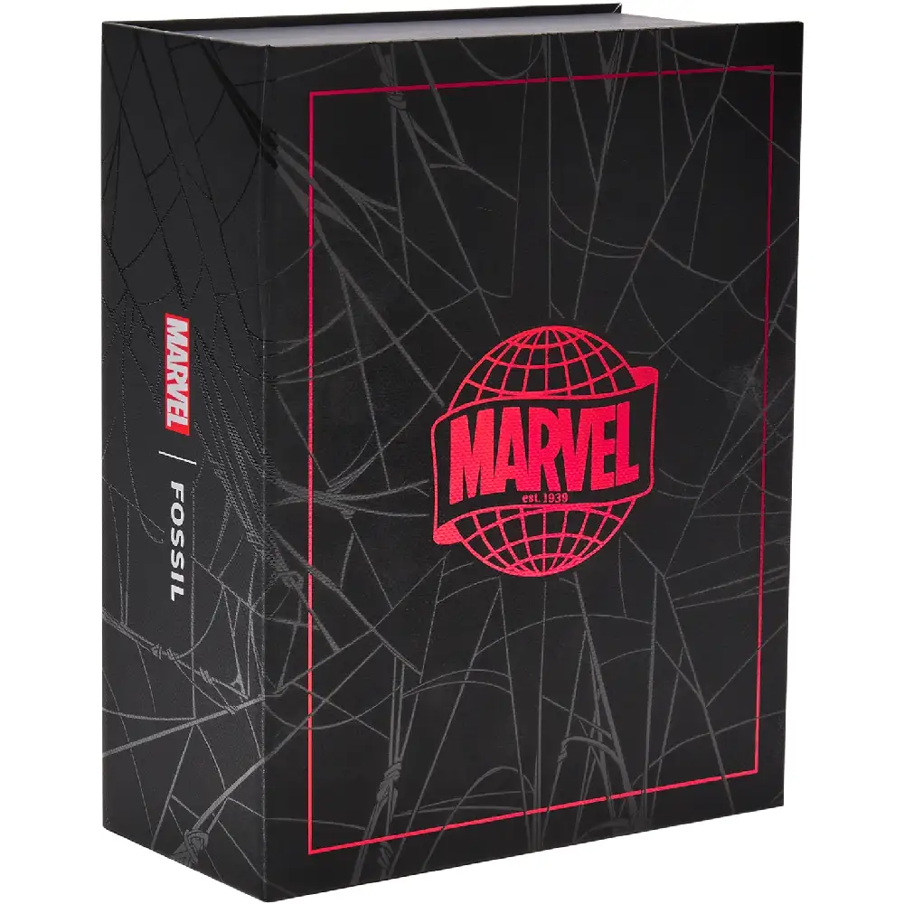 Fossil x Marvel Spider-Man Limited Edition Automatic Watch - 42mm Black Dial, Leather Strap, Open Heart, 5 ATM - LE1247SET - Image 5
