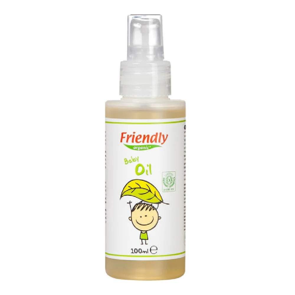 Friendly Organic Baby Massage Oil 100 ml, Certified Organic Oils, Almond & Olive Oil, Gentle & Moisturizing - FR0966
