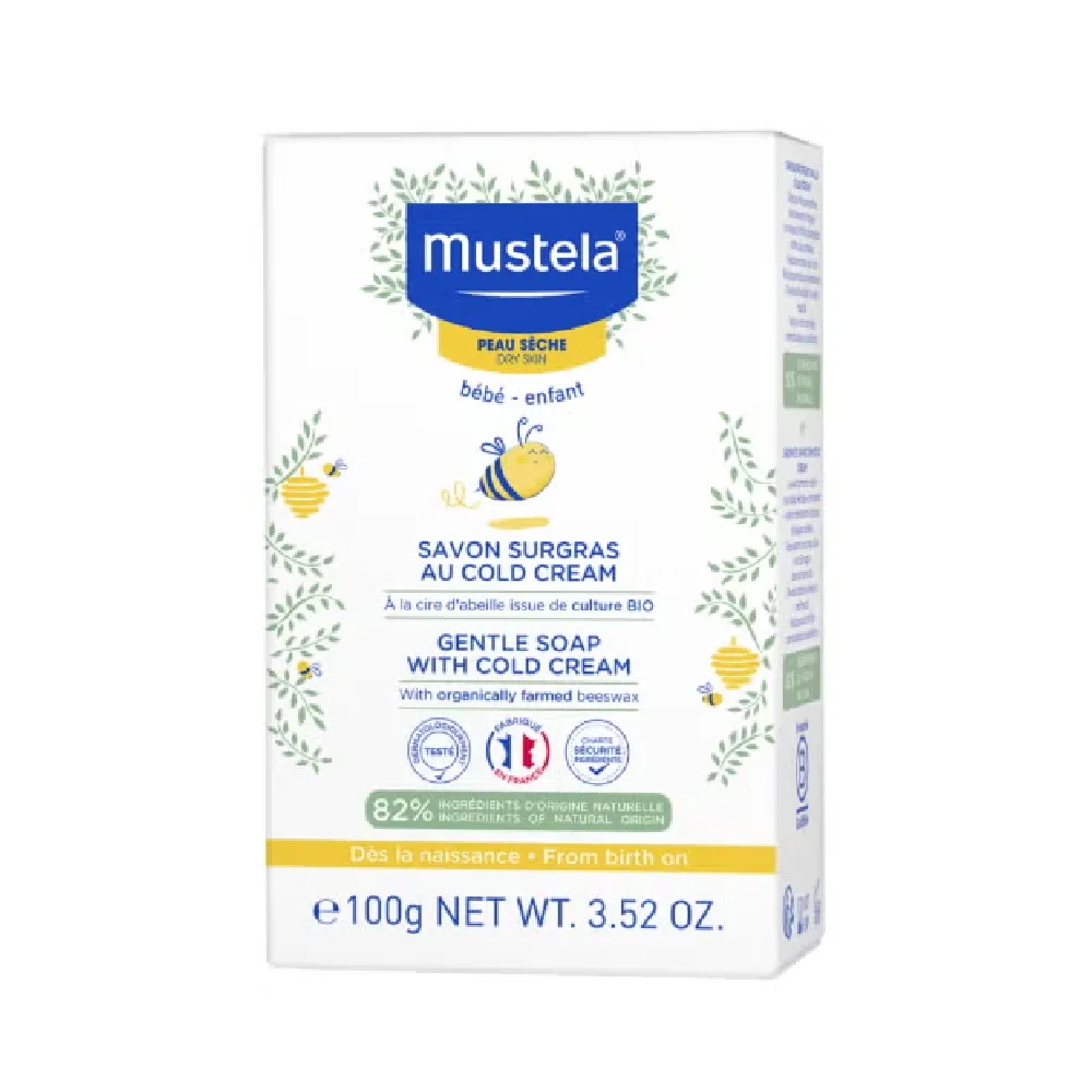 Mustela Gentle Baby Soap 100 g, Cold Cream & Beeswax, Face & Body Cleanser, Nourishing & Hydrating, Suitable From Birth
