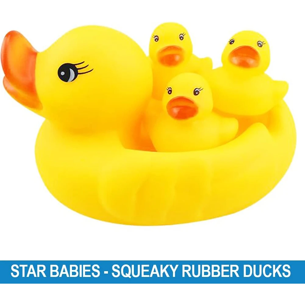 Star Babies Squeaky Duck Pack of 4 - Yellow - Image 2
