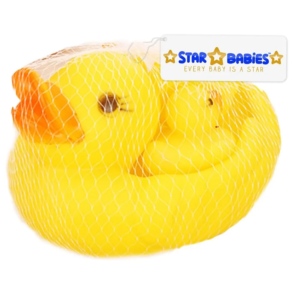 Star Babies Squeaky Duck Pack of 4 - Yellow - Image 4
