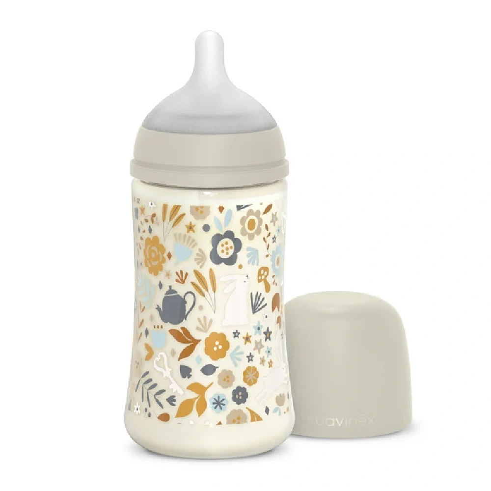 Suavinex Wonderland Polyamide Baby Feeding Bottle 270 ml, SX Pro Medium Flow Physiological Teat, Lightweight & Ergonomic, 3M+, Grey - 308747