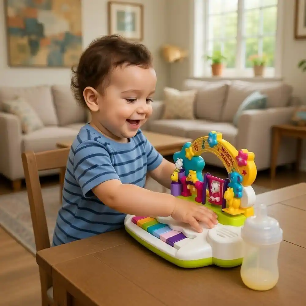 Goodway Baby Musical Piano Toy with Animal Swing & Lights, Colorful Piano Keys, Moving Animal Figures, Multiple Instrument Sounds & Interactive Music Toy, White - 8627C - Image 2
