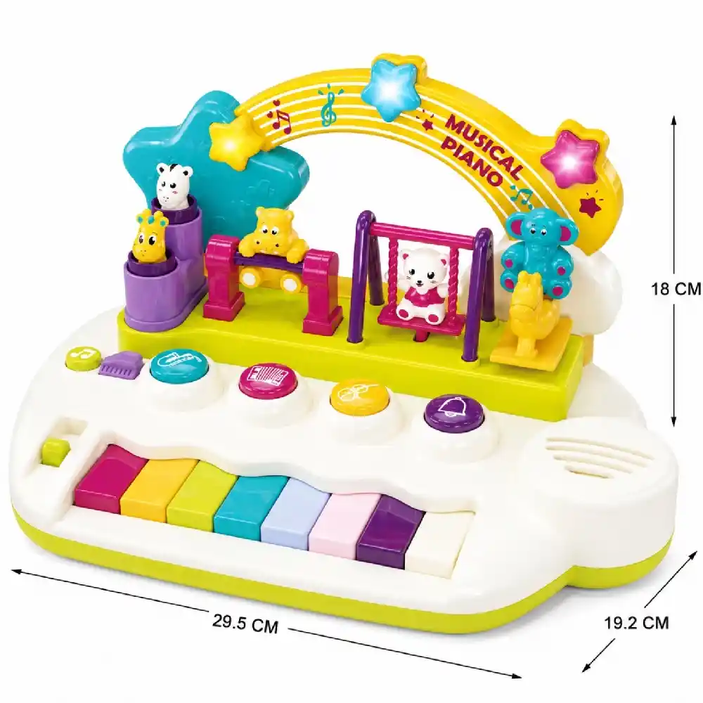 Goodway Baby Musical Piano Toy with Animal Swing & Lights, Colorful Piano Keys, Moving Animal Figures, Multiple Instrument Sounds & Interactive Music Toy, White - 8627C - Image 5
